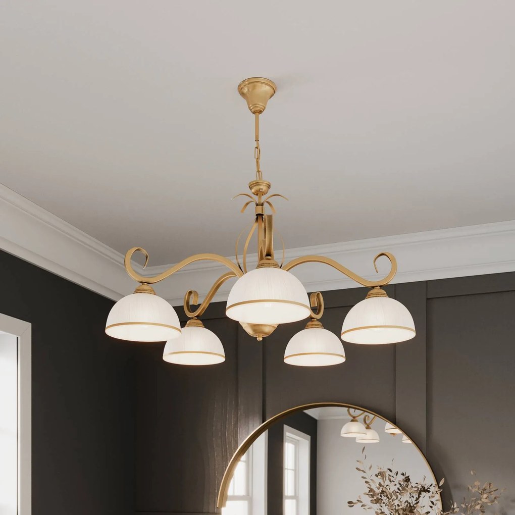 EMIBIG LIGHTING Lampada a sospensione Wivara 5, 5 luci, oro