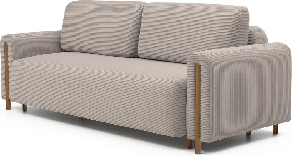 Divano marrone chiaro allungabile/con contenitore e rivestimento in velluto a coste 244 cm Arcadova – ELTAP