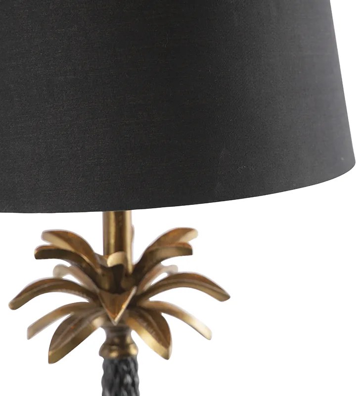 Lampada da tavolo Art Déco bronzo con paralume nero 35 cm - Areka