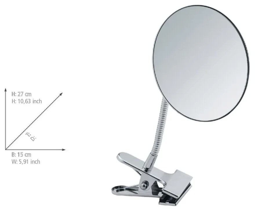 Specchio per make-up con ingrandimento (5x) ø 15 cm Clip – Wenko