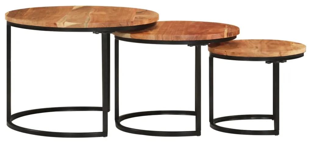 Tavolini a incastro 3 pz in legno massello di acacia
