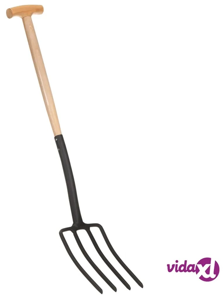 vidaXL Forca da Giardinaggio con Presa a T Acciaio e Legno Duro
