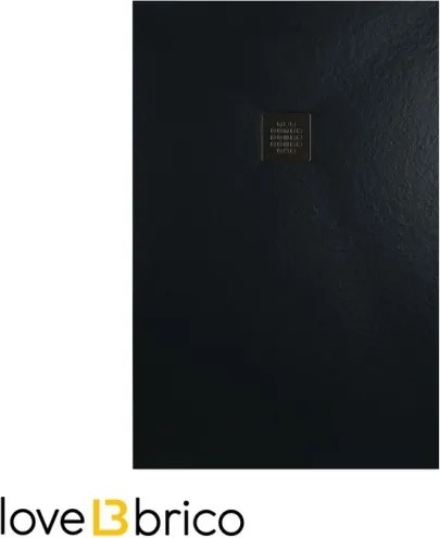 Piatto doccia in mineralmarmo 80x100 cm antracite effetto pietra con griglia e piletta sifonata