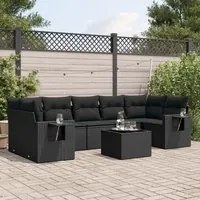 Set Divani da Giardino con Cuscini 8 pz Nero in Polyrattan 3252272