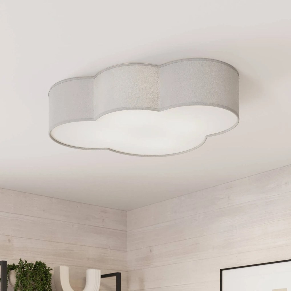 TK Lighting Plafoniera Cloud in tessuto, lunghezza 62 cm, grigio