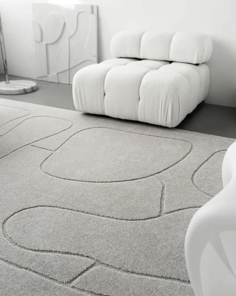 Tappeto in lana grigio chiaro 160x230 cm Morphic - Agnella