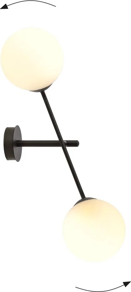 Applique da Parete in Acciaio e Vetro LINEAR K2 Nero 2xE14