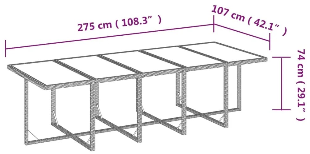 Set Pranzo da Giardino 15 pz con Cuscini in Polyrattan Grigio