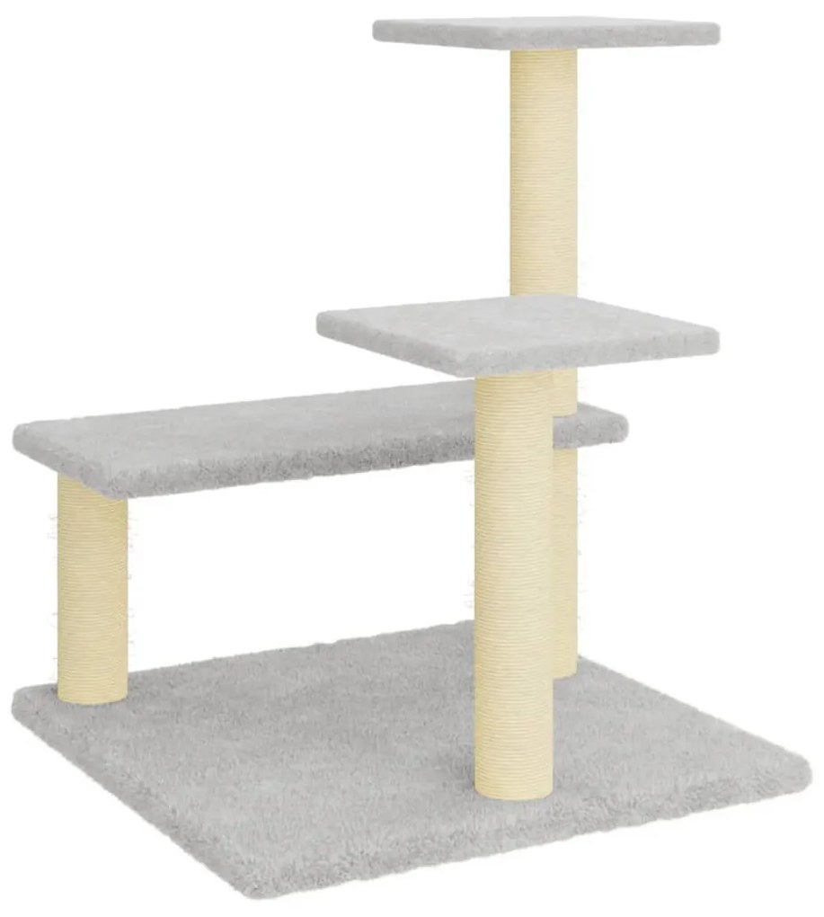 Albero per gatti con tiragraffi in sisal grigio chiaro 61 cm