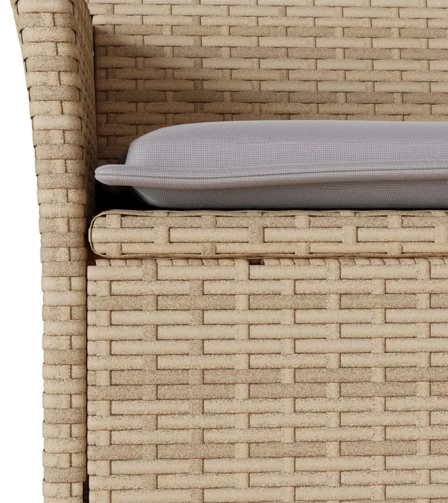 Set da bistrò 3 pz con cuscini beige polyrattan e vetro