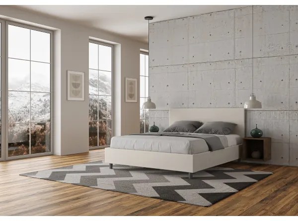 Letto matrimoniale contenitore imbottito 160x190 similpelle bianco Adele