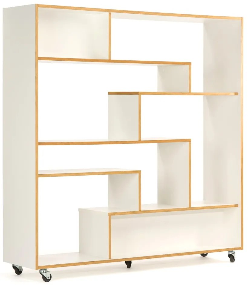 Libreria bianca con bordo in legno 140x143 cm Southbury - Woodman