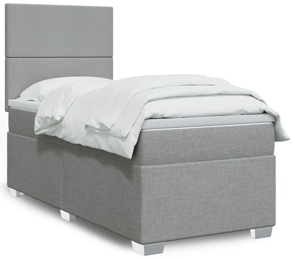 Giroletto A Molle Con Materasso Grigio Chiaro 80x200 Cm Tessuto /