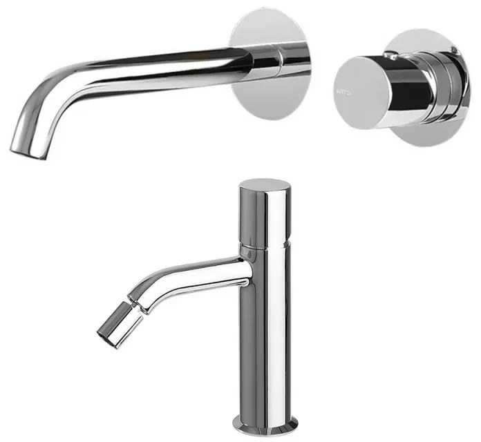 Set miscelatori lavabo da parete e bidet cromato lucido  Gemma