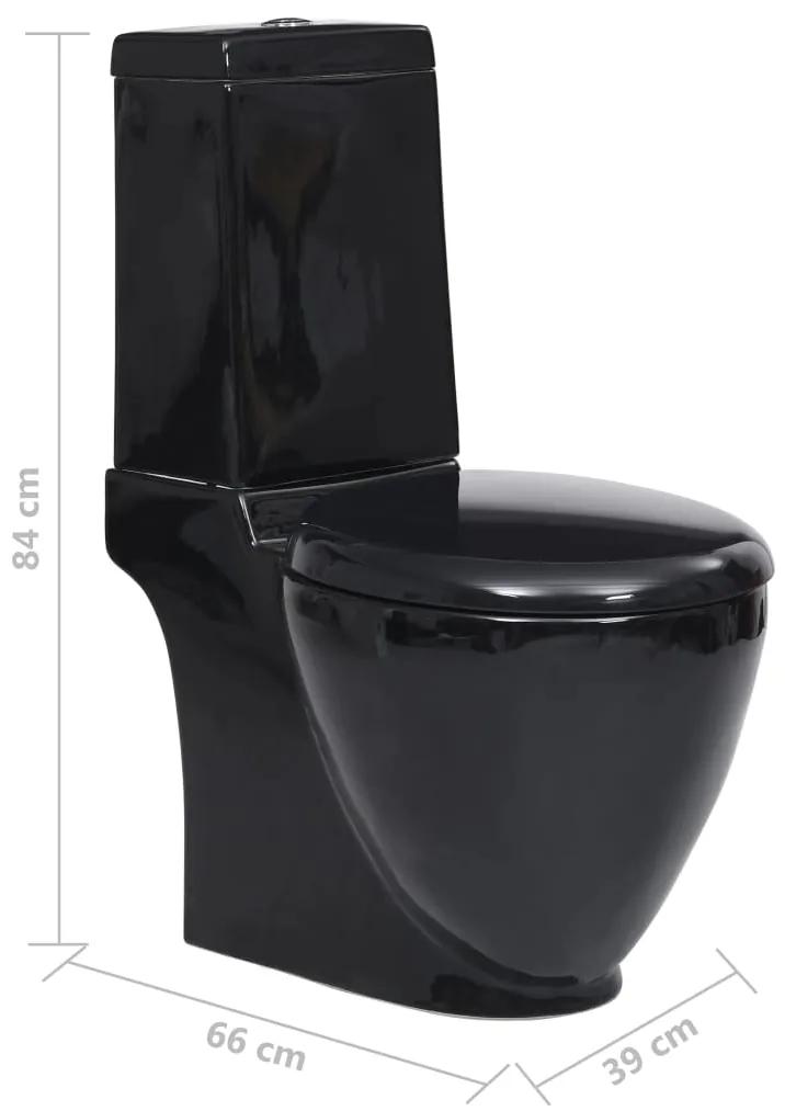 Vaso WC in Ceramica da Bagno Rotondo Base con Scarico Nero