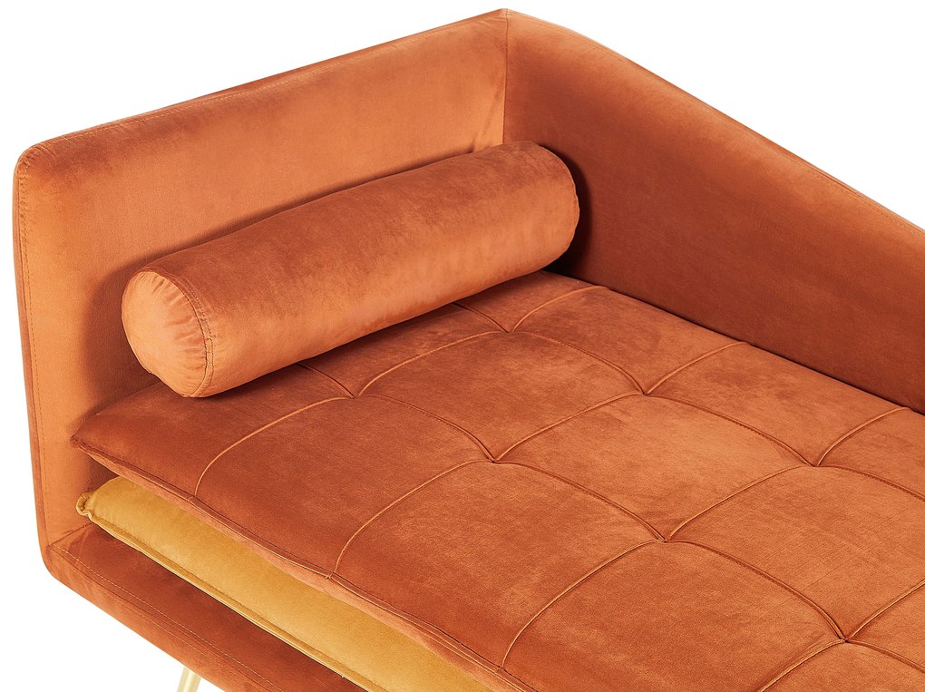Chaise longue sinistra velluto arancione GONESSE Beliani