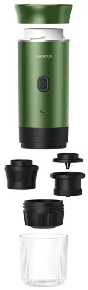 Aligator ACM003 - Macchina da caffè da viaggio ricaricabile PortaCaffé 3 in 1 72W/7500 mAh verde