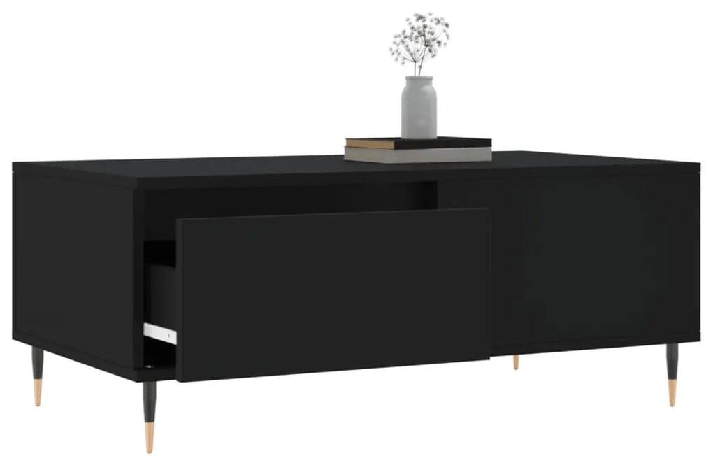 Tavolino da salotto nero 90x50x36,5 cm in legno multistrato