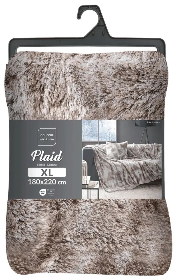 Coperta marrone in pelliccia finta 180x220 cm Antartic – douceur d'intérieur