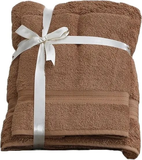 Set di asciugamani per viso e corpo tipo terry marroni in cotone 2 pz – Foutastic