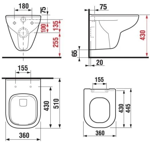 JIKA H8666140000001 - WC sospeso DEEP + sedile con chiusura rallentata SoftClose DEEP