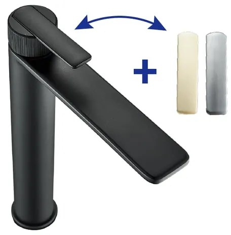 Rubinetto per lavabo Neo nero cromato opaco SENSEA H 26.1 cm