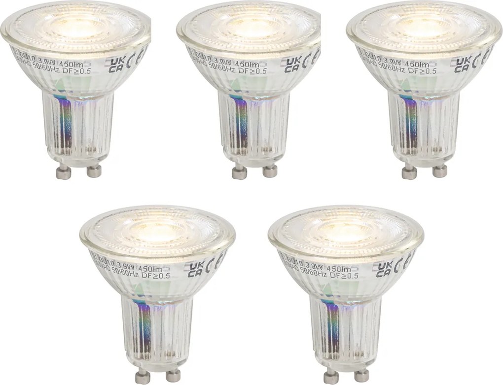 Set di 5 lampadine LED GU10 50 dimmerabili 3,9W 450 lm 3000K Longlife