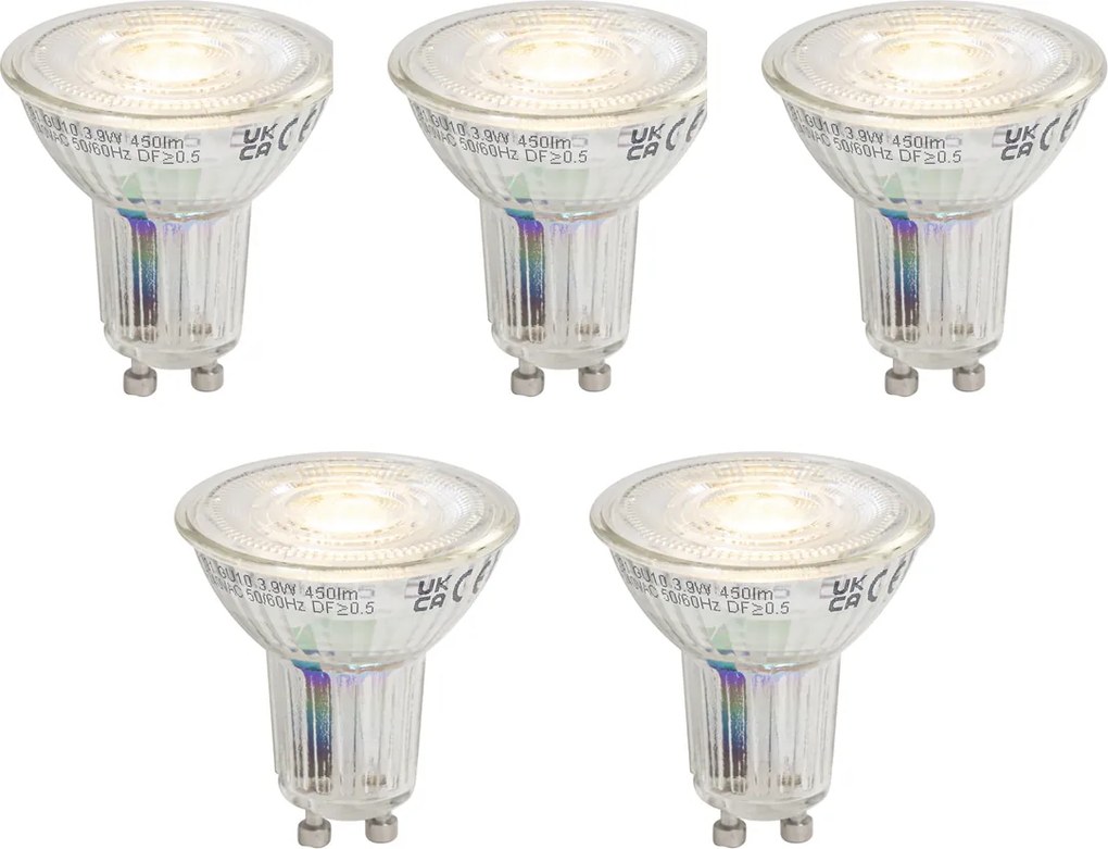 Set di 5 Lampadine LED GU10 Dimmerabili 3.9W 450 lm 3000K Lunga Durata