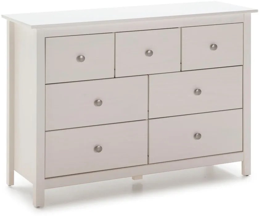 Cassettiera bassa bianca in legno di pino massiccio 110x80 cm Berna - Marckeric