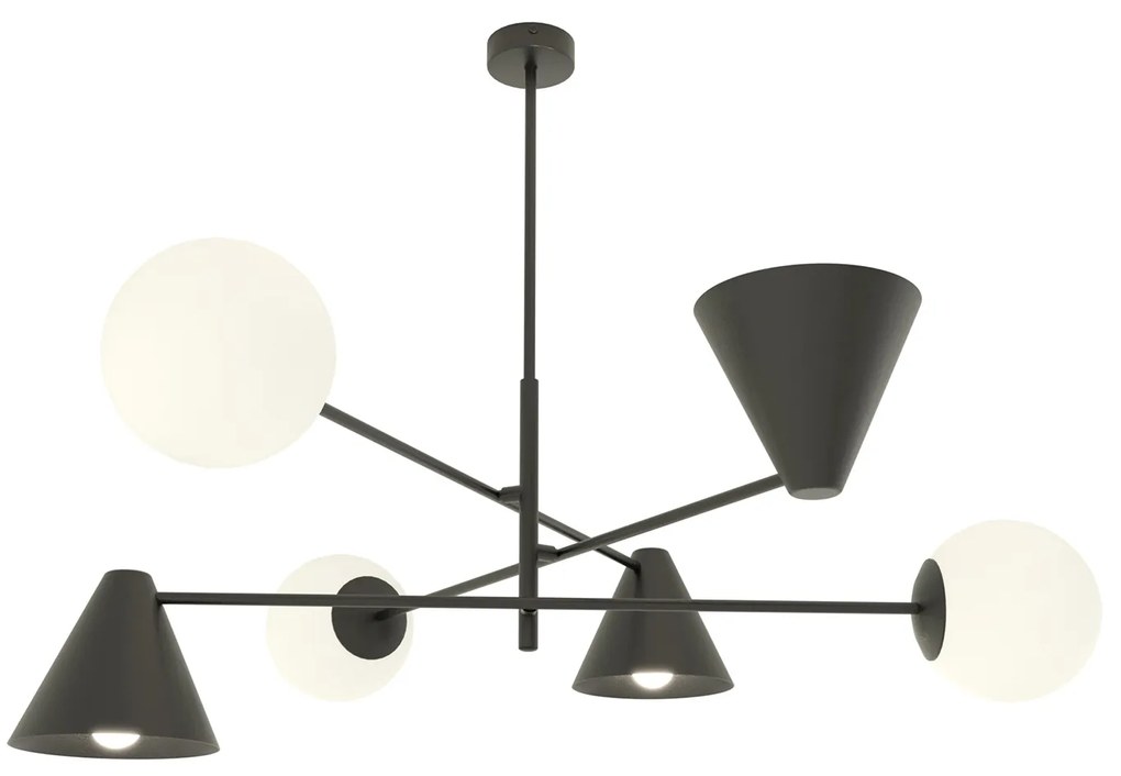 Plafoniera Moderna Industrial Njord 6 Luci Nero