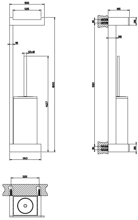 Colonna wc a parete portarotolo porta scopino Bianco Cromo Rettangolo 20867 Gessi