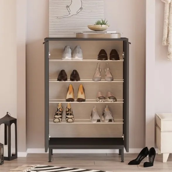 Scarpiera Da Ingresso Multiripiano 72x36x105 A 2 Ante Con Piedini Argo Antracite