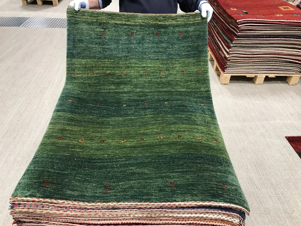 Loribaft Tappeto 120x90 Verde (Iran) Annodato A Mano
