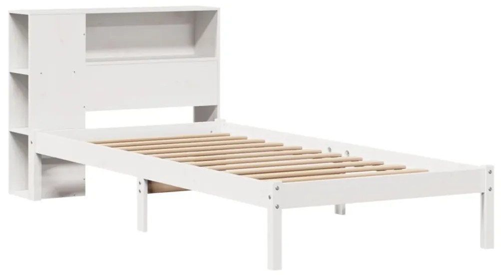 Letto libreria senza materasso bianco 90x190 cm massello pino