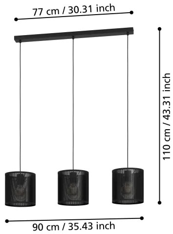 Eglo 43796 - Lampadario a sospensione con filo MANBY 3xE27/40W/230V