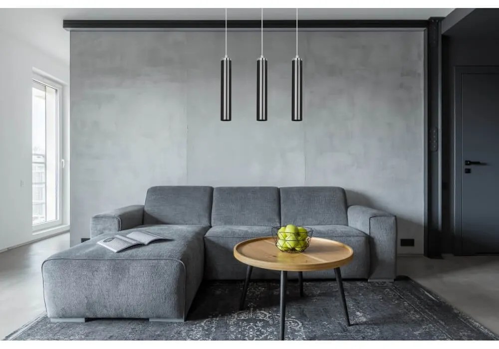 Lampadario a Sospensione in Acciaio 3xGU10 LUNA 3 da interno Colore del corpo Nero