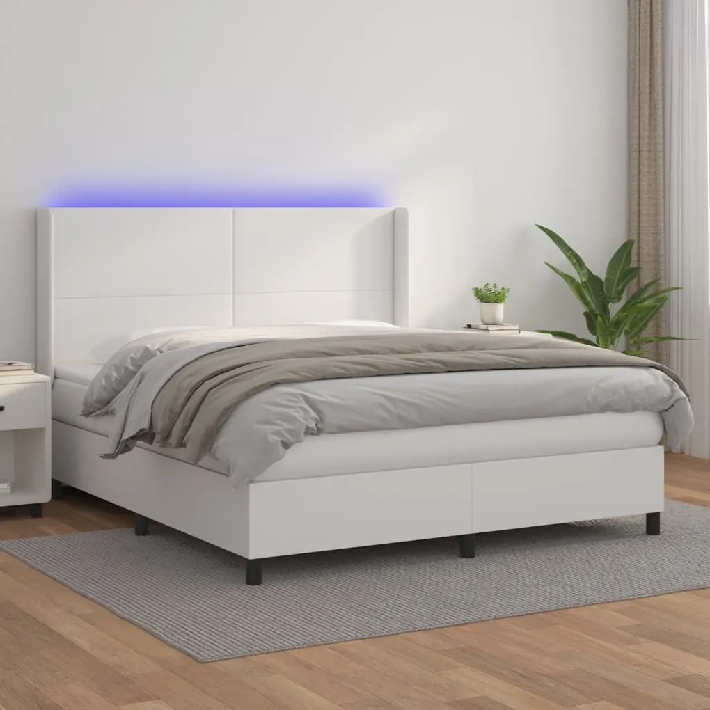 Giroletto Molle Con Materasso E Led Bianco 160x200cm Similpelle /