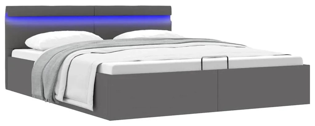Giroletto Contenitore Idraulico Led Grigio Similpelle 160x200cm /