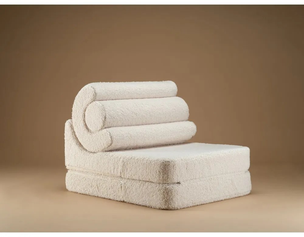 Poltrona per bambini color crema con rivestimento in bouclé Flipster – Wigiwama