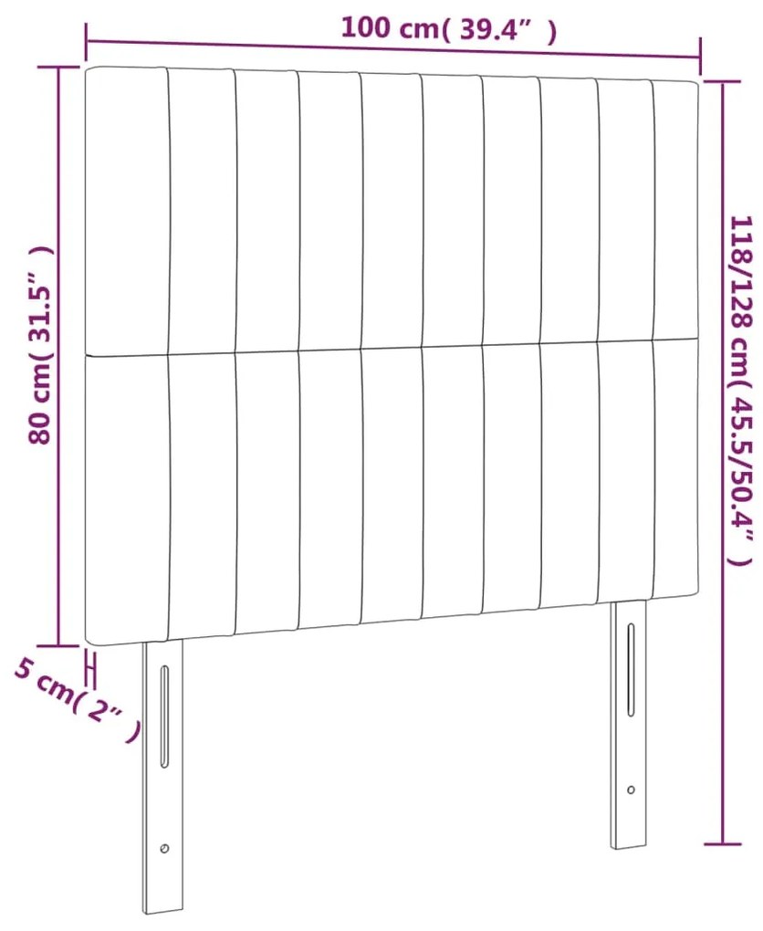 Testiere 2 pz Grigio Chiaro 100x5x78/88 cm in Velluto