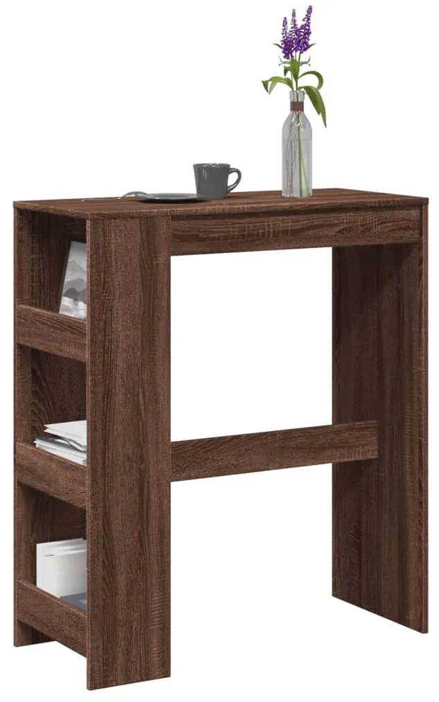 Tavolo Bar Con Rastrelliera Marrone 90x40x103,5 Cm Multistrato /