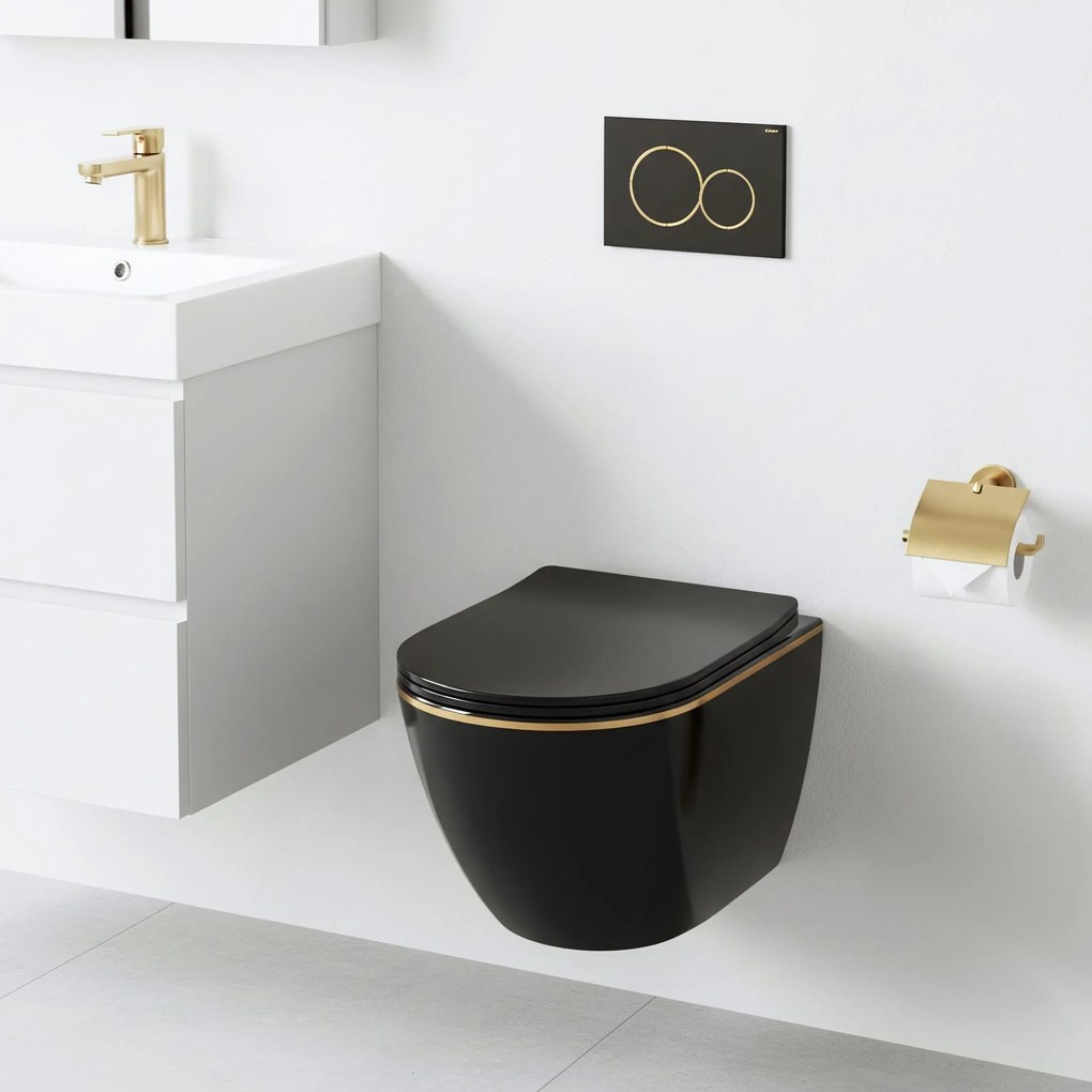 Vaso WC sospeso Rea Carlo Mini Tornado Black Gold Egde