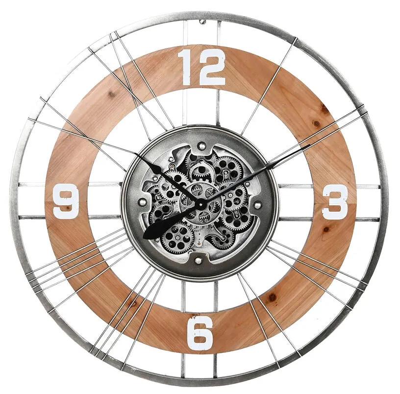 Orologio da Parete Home ESPRIT Argentato Naturale Cristallo Ferro Vintage 90 x 9,5 x 90 cm