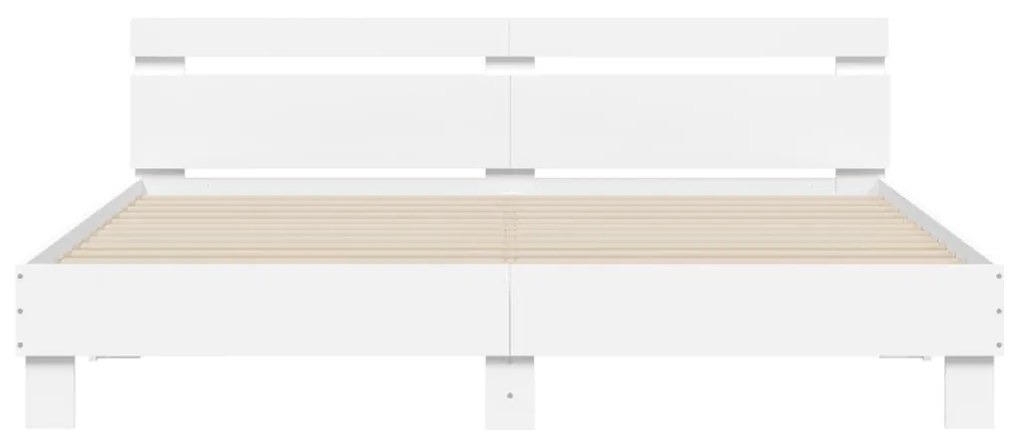 Giroletto con Testiera Bianco 200x200 cm in Legno Multistrato