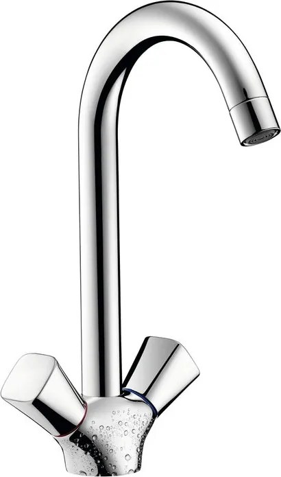 Rubinetto da cucina fisso a collo di cigno My Cube argento cromato lucido HANSGROHE
