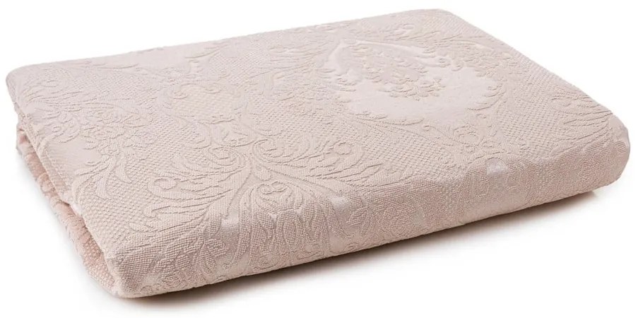 Set con copriletto e federa beige in tessuto damascato 240x260 cm Beste – Mijolnir