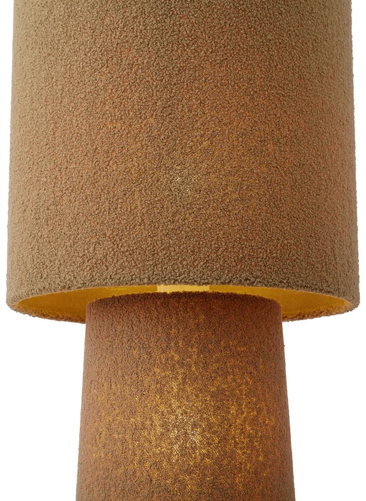 Lampada da terra Japandi marrone in tessuto teddy a 2 luci - Trombet