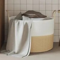 Cestino Portaoggetti Beige e Bianco 51x33 cm in Cotone 358491