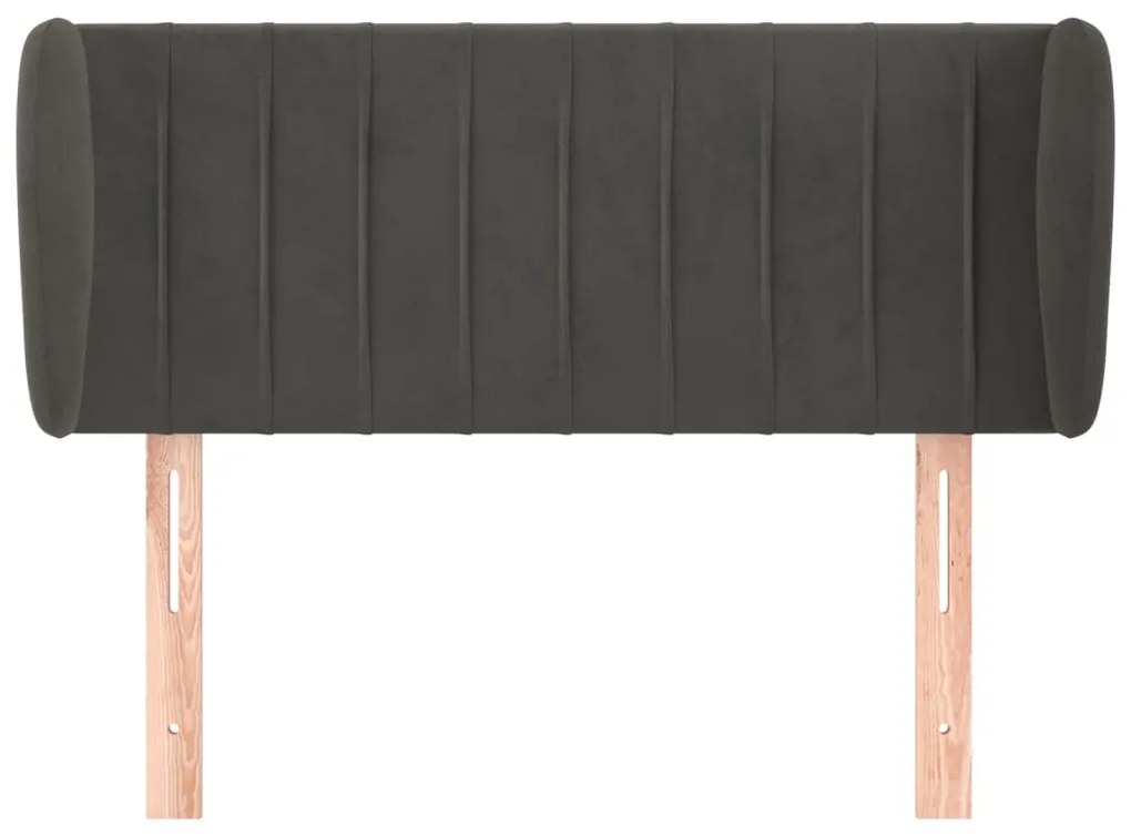 Testiera ad orecchio grigio scuro 103x23x78/88 cm in velluto