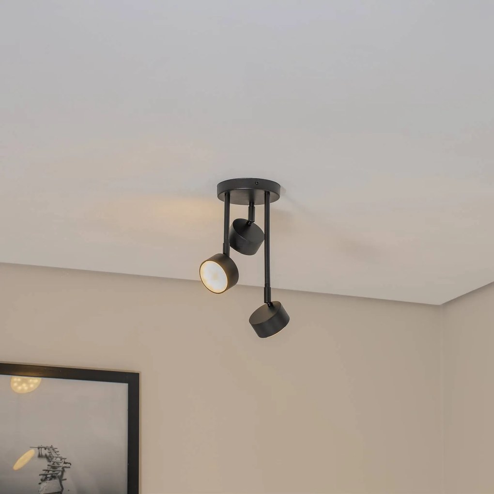 Faretto da soffitto Nemo, 34 cm, a 3 luci, nero, orientabile, GX53 Nemo SIGMA, dimmerabile, Nero, Soggiorno / Sala da pranzo, Metallo, Faretto